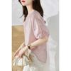 Summer  Women's Striped Short Sleeve Casual Loose  Round Neck Top Shirt