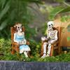 Men and Women Resin Ornament Halloween Rocking Chair Skeleton Decoration Outdoor Courtyard Household Decoration