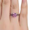 New popular niche premium zircon ring white gold pink square edge cross ring women