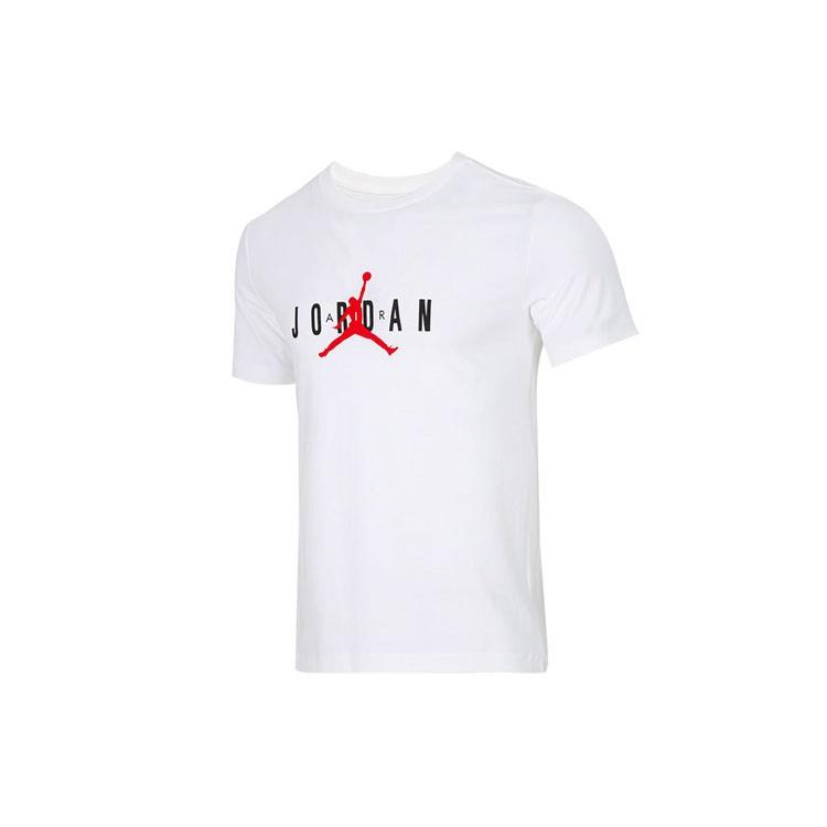 Air Jordan Alphabet Flying Man Logo Printing Round Neck Casual Short Sleeve White Men s DM1463-100 XXXL