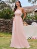 Ever-Pretty Women's Elegant Belly Collar Halter Neck Spaghetti Straps Chiffon Bridesmaid Dresses with Back Lotus Leaf Stream