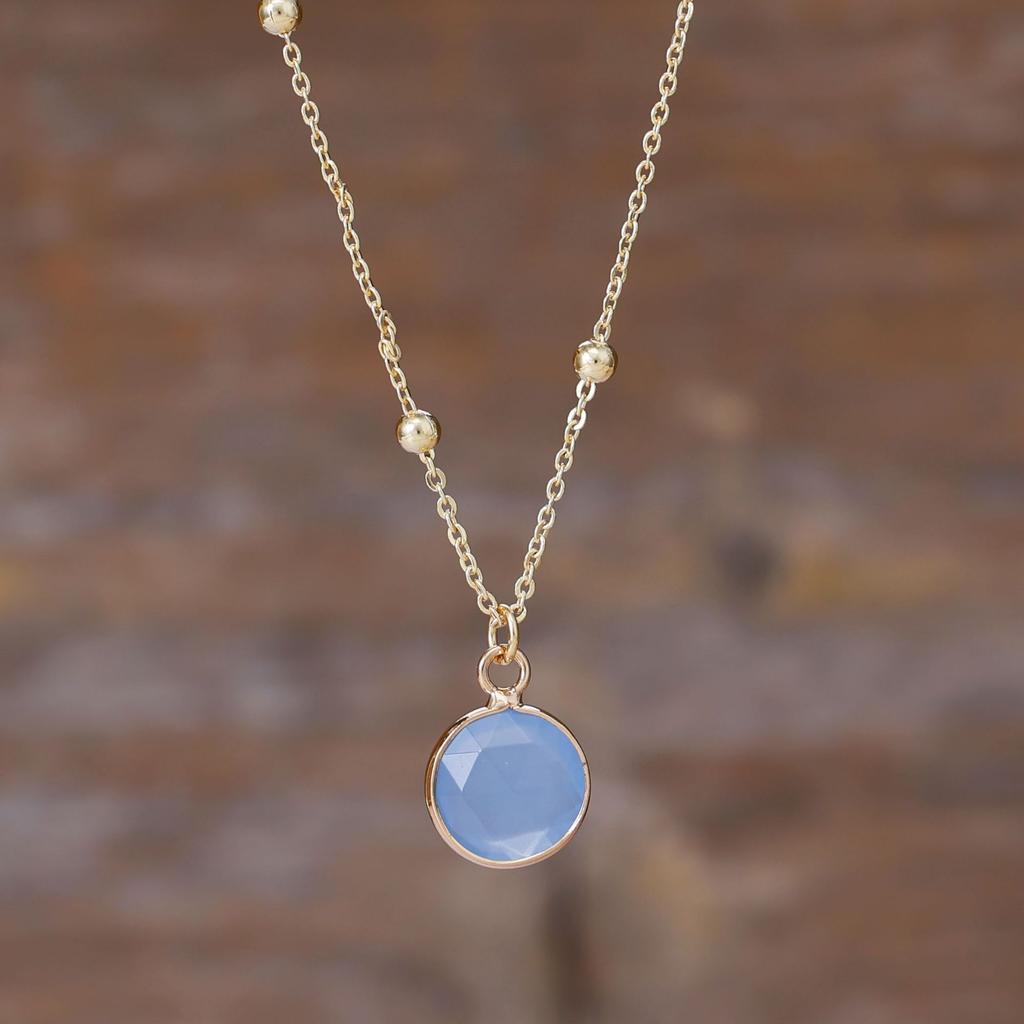 Luxury Design Classic Fashion Natural Stone Crystal Cut Commuter Holiday Pendant Clavicle Necklace Atmospheric Jewelry