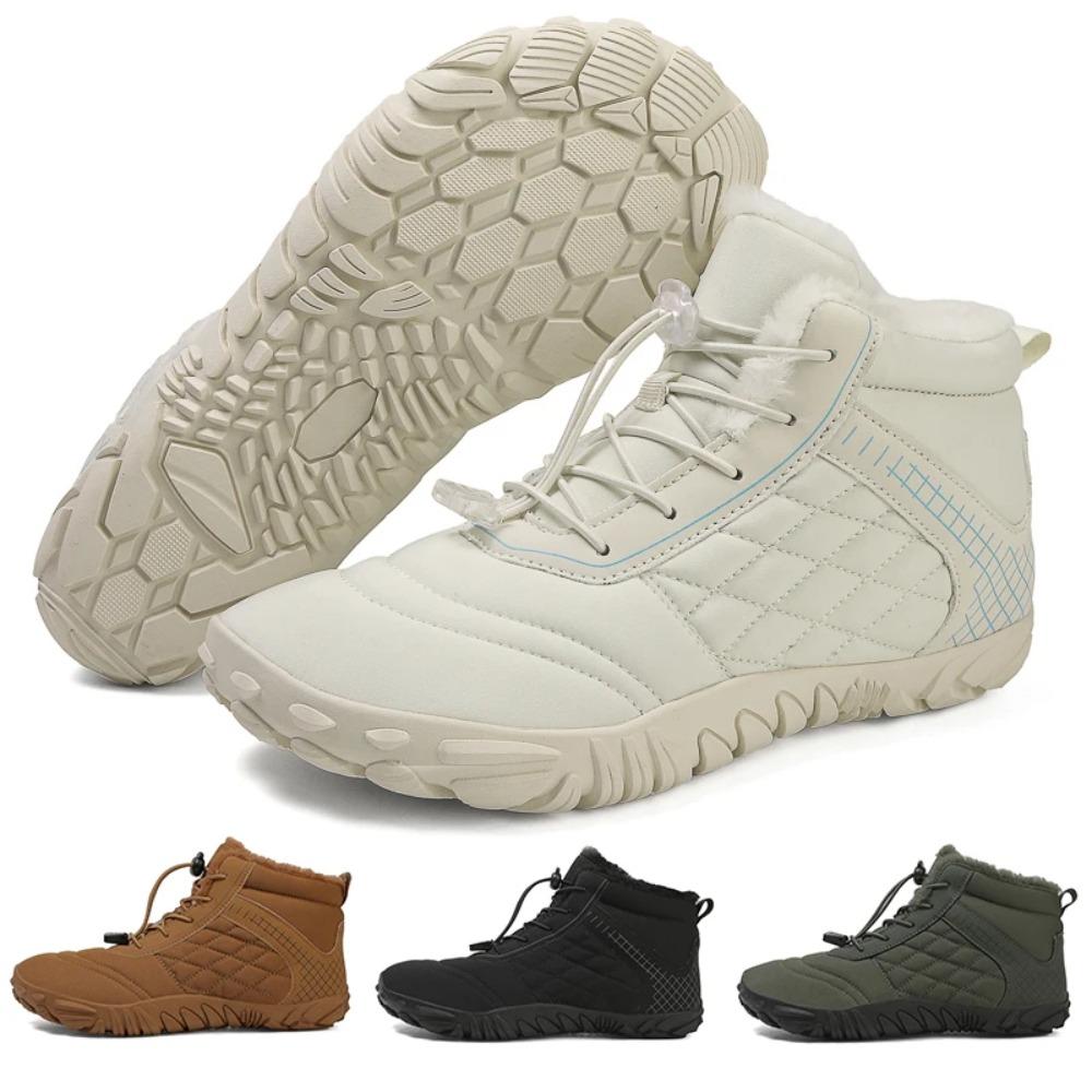 Men'S Women'S Winter Barefoot Hiking Boots, Slip On Warm Zero Drop Snow Boot, Wide Toe Box Ankle Booties, Minimalist Waterproof