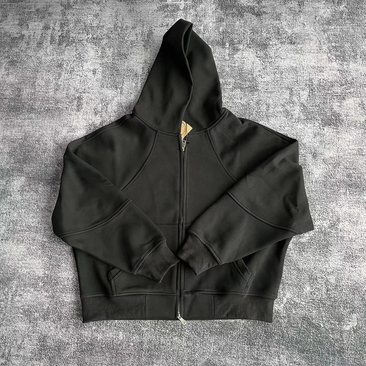 

Осень/Зима Тяжелый Свитшот с Капюшоном Свободного Кроя - 400г Однотонная Свободная Верхняя Одежда Large чёрный