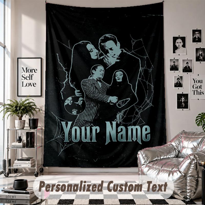 Custom Tapestry Wall Hanging, The Addams Family Personalized Name Text Home Wall Decor
