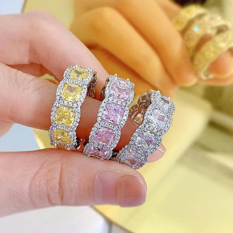 Lulu Tong Radiant Cut Simulated Diamond Ring in S925 Sterling Silver