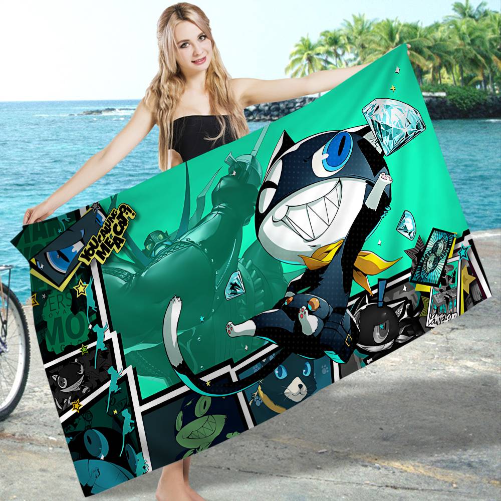 Hot Video Game P-Persona 5 Anime Beach Swimming Towel Soft Absorbent Washcloth Children's Gifts for Kids Travel Camping Gym