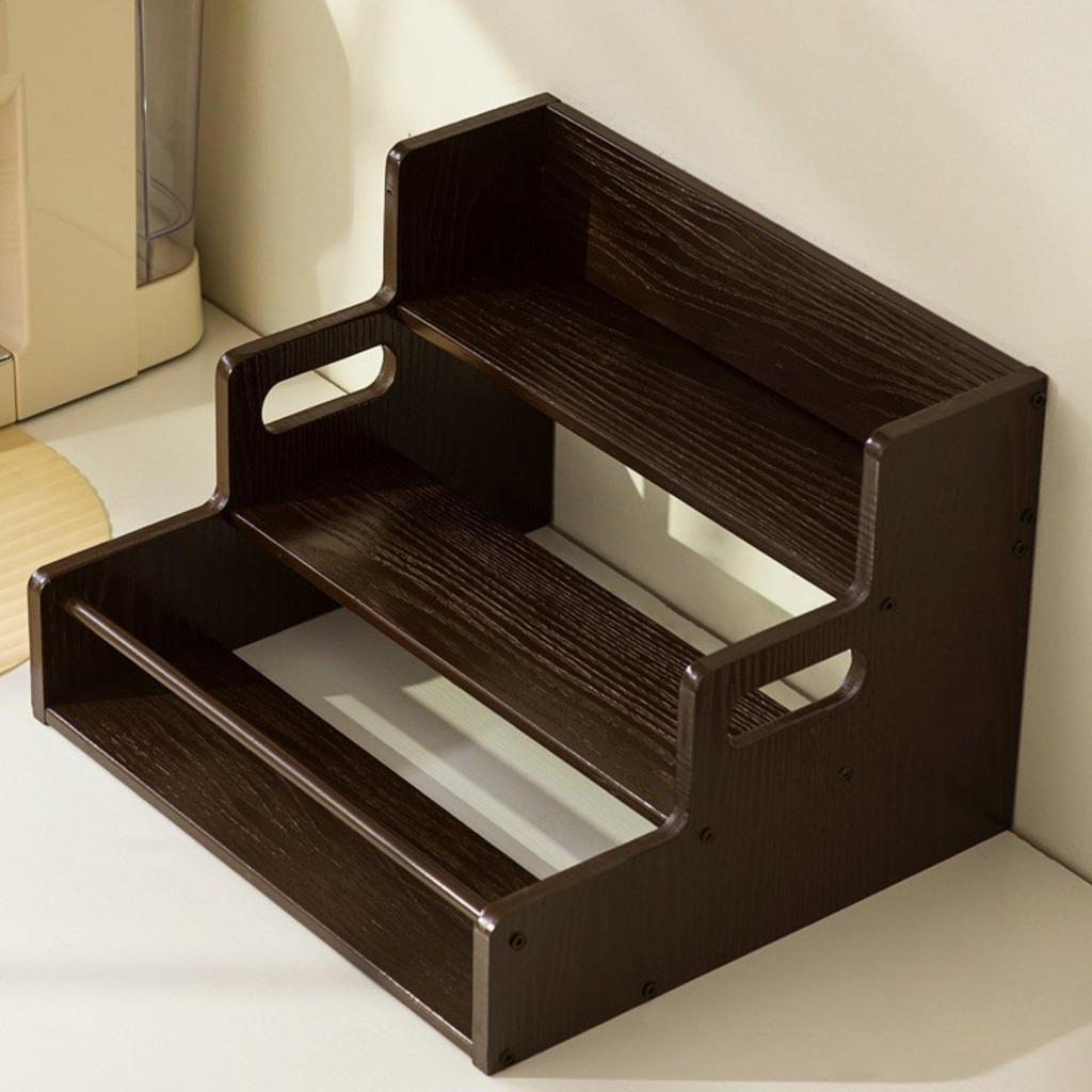 Bamboo Display Stand Versatile Rustic Sturdy Desktop Cosmetic Holder Coffee Cup Rack for Bedroom