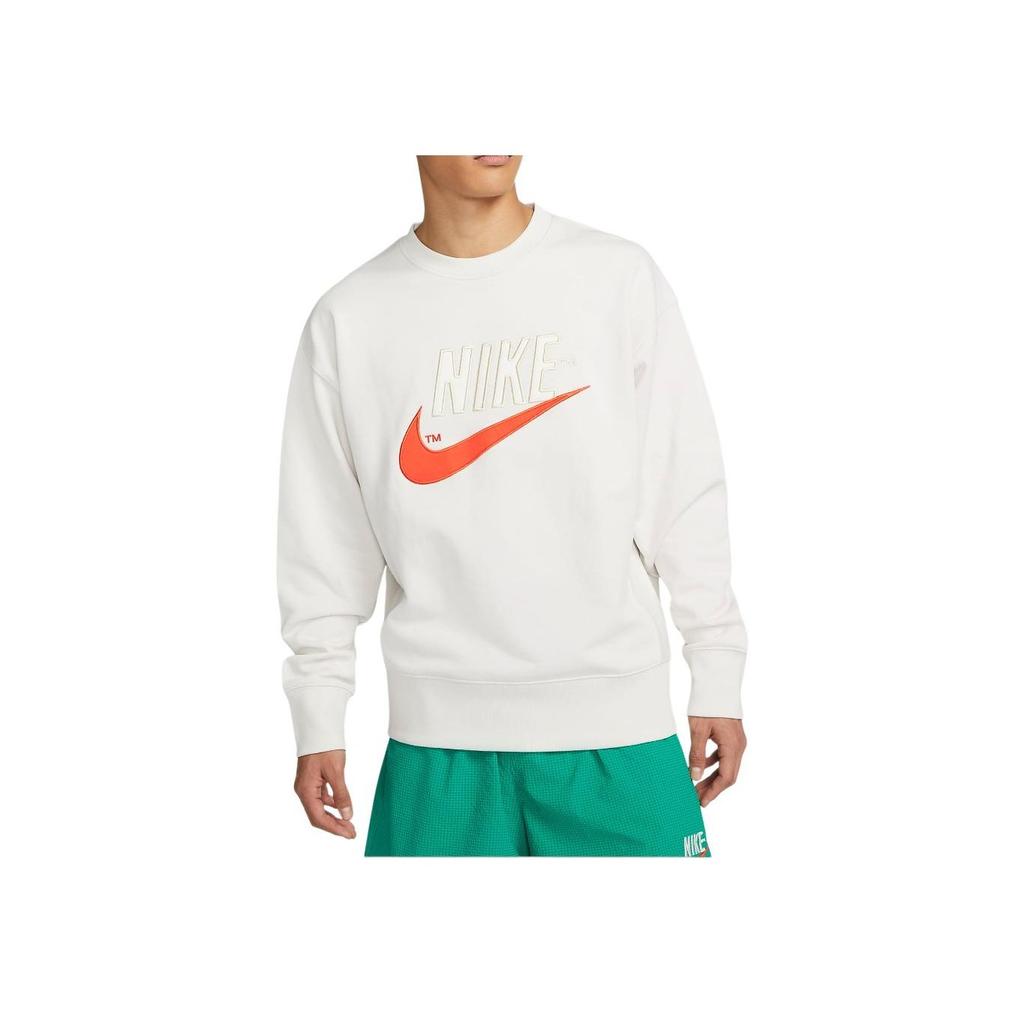 Nike Logo Letter Round Neck Pullover Long Sleeve Sweatshirt Men sweatshirt White DO8892-030