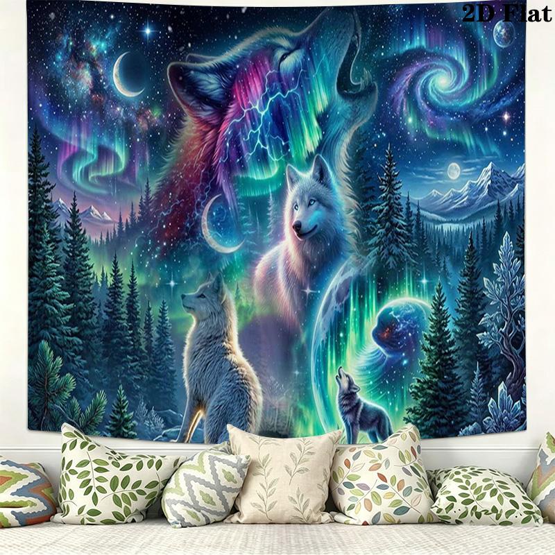 Wolf Art Wall Tapestry Aesthetic Wall Hanging Printed Fabric Blanket Decorative Tapestries for Bedroom Living Room Home Decor