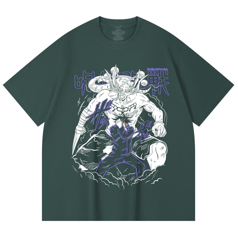 230 Gsm 100% Bawełna Jujutsu Kaisen V35 Druk Mahoraga Unisex Ciężka Bawełniana Koszulka