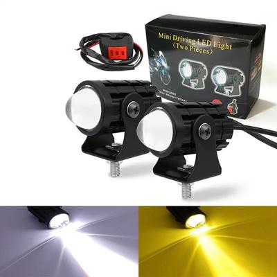 Motorcycle Mini Driving Light Headlight Universal Dual Color