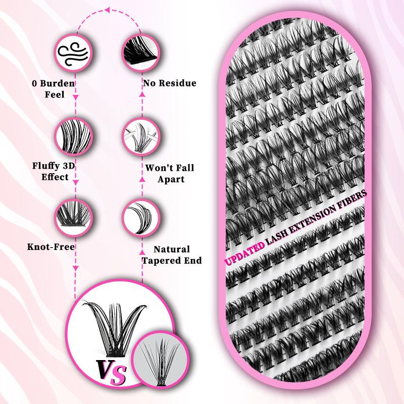 Natural Cluster Feather Lash Kit Segmented Eyelash Lash Glue Eyelash Grafting Kit Lash Extension Essential With Mix Effortless