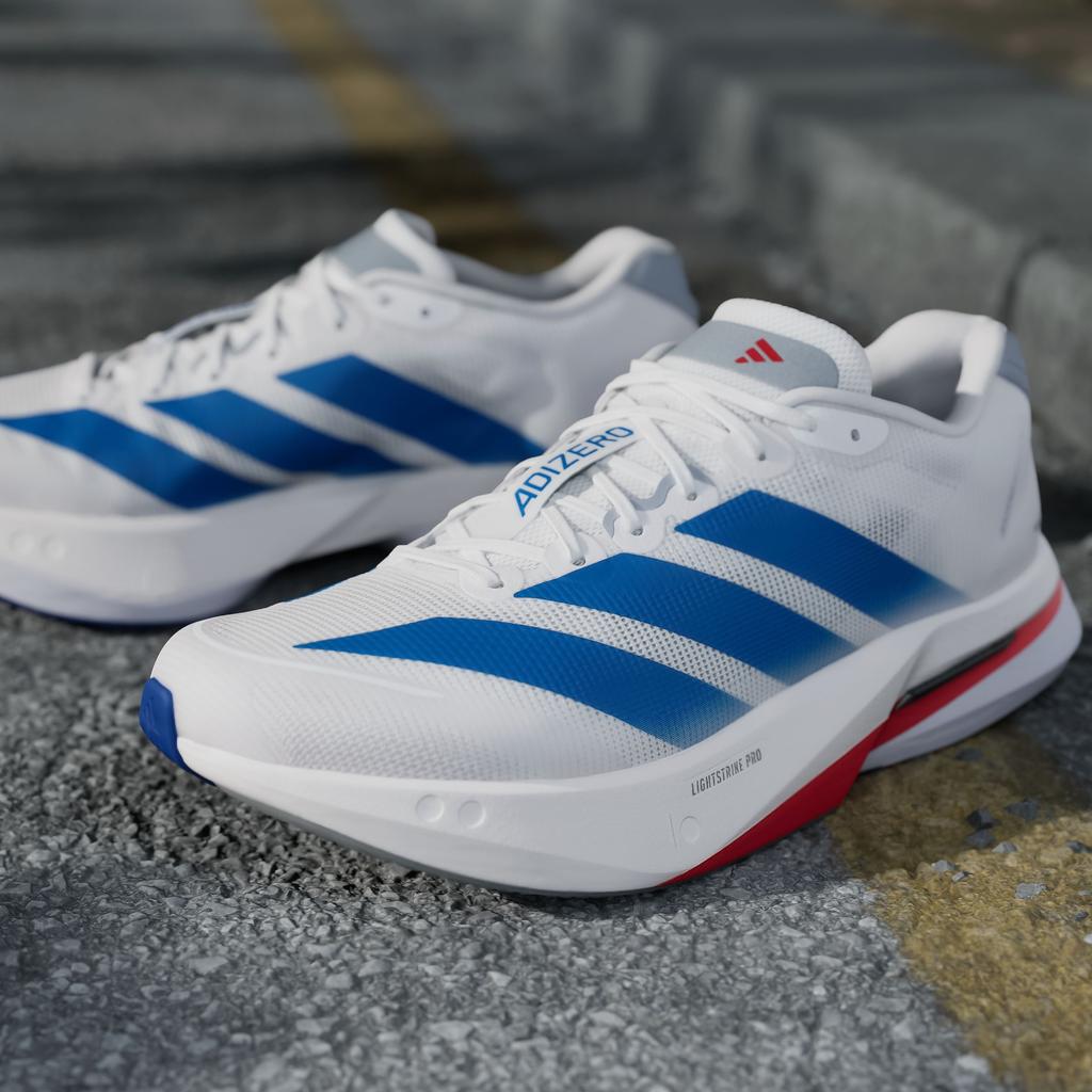 adidas Adizero Boston 13 Support Low Top Running Shoes Men's White Blu