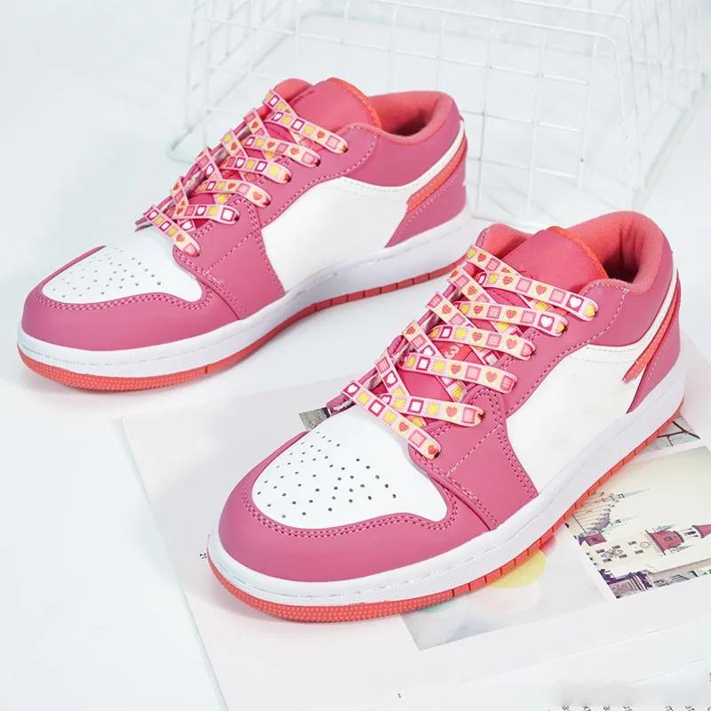 Flat Heart Shoelaces Personalized Valentine's Day Pink Love Shoelace Rope Couples High Canvas Sports Shoes Shoe Laces for AF1