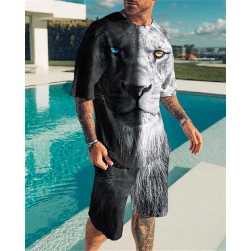 16 summer new fashion 1D lion print men's sportswear 1-piece wholesale