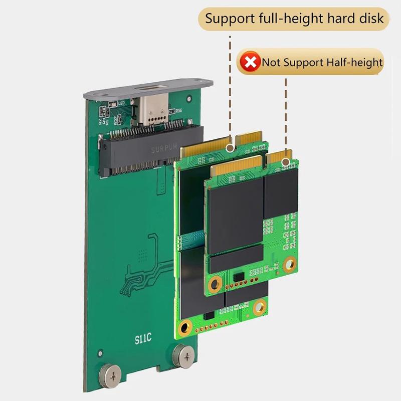 mSATA To USB 3.1 Gen2 6Gbps SSD Enclosure Adapter Case with Type C Port for mSATA Internal Solid State Drive Hard Drive