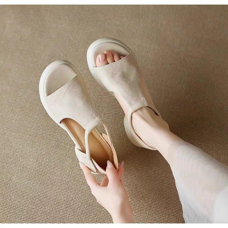 New women's one-pedal sandals casual solid color silver comfortable rubber sole large size women's shoes beach sandals