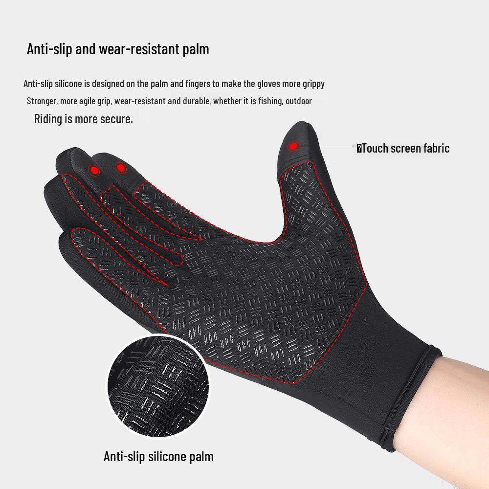 Fleece-Lined Windproof Cycling Gloves: Touchscreen, Water-Repellent, Non-Slip for Men and Women