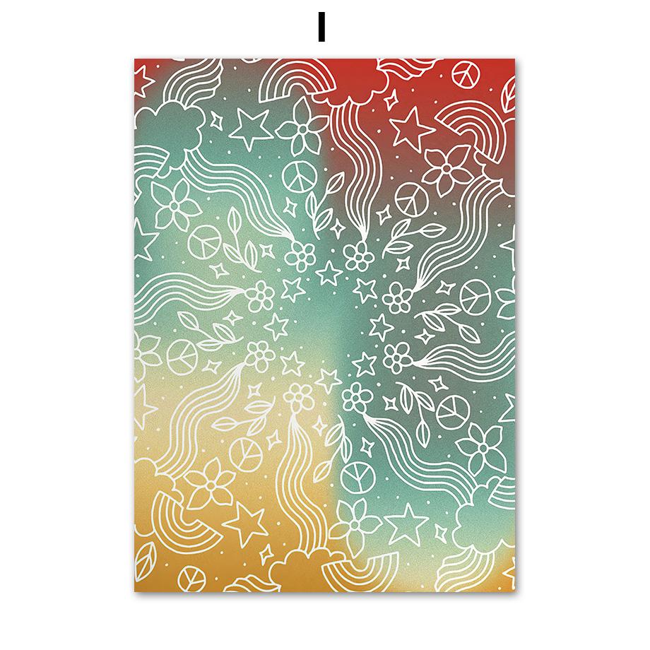 Nordic Posters And Prints 70s Vintage Love Flower Power Peace Hippie Wall Art Canvas Painting Wall Picture For Living Room Decor