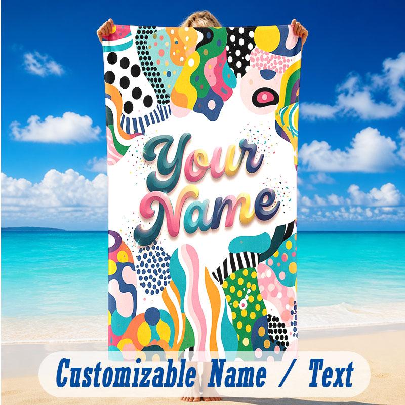 Decorative Artwork Theme Beach Towel Personalized Custom Name & Text Soft Quick Dry Beach Towel for Swimming Travel