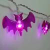 1PC Halloween Purple Bat String Lights 10/20LED Battery Powered Festive Lamp Terror Decoration Light For Party,Bar&Haunted House