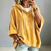 Women's Casual Velvet Hooded Pullover Top with and 3/4 Sleeves