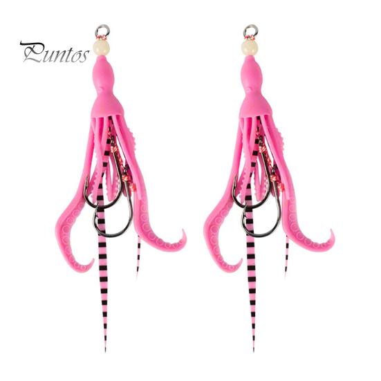 

2 шт. 10,5 см/7 г мягкая приманка для ловли кальмаров из термопластичного эластомера с крючками с двумя бородками, светящаяся в темноте бионическая цветная искусственная приманка для ловли пресноводных и соленых кальмаров розовый