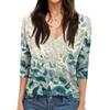 Women's Tops Three-quarter Sleeve Shirt V-neck Loose Casual Shirt Print T-shirt