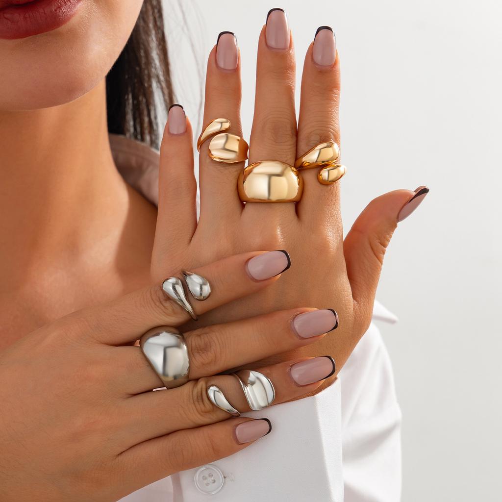 DIEZI 3pcs/set Sweet Cool Geometric Finger Rings For Women Girls Men Punk Gold Silver Color Metal Knuckle Joint Ring Jewelry