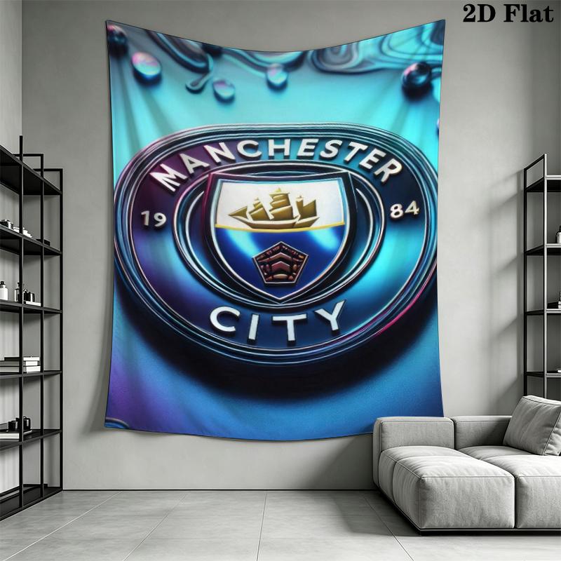 Manchester City Football Clu Wall Tapestry Aesthetic Wall Hanging Printed Fabric Blanket Decorative Tapestries for Bedroom Living Room Home Decor