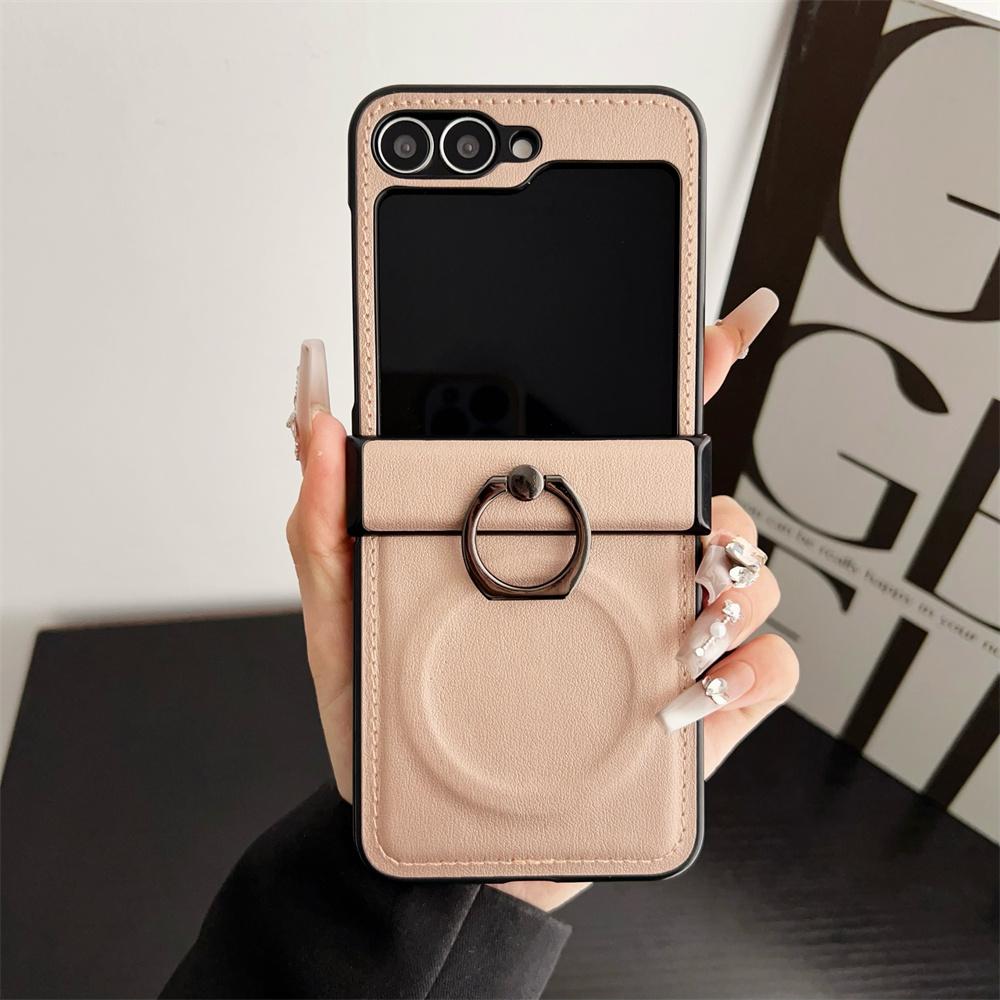 

Leather Ring Holder for Magsafe Case for Samsung Galaxy Z Flip 6 5 4 3 7 flip6 Flip5 Magnetic Bracket Shockproof Cover For Samsung Z Flip 3