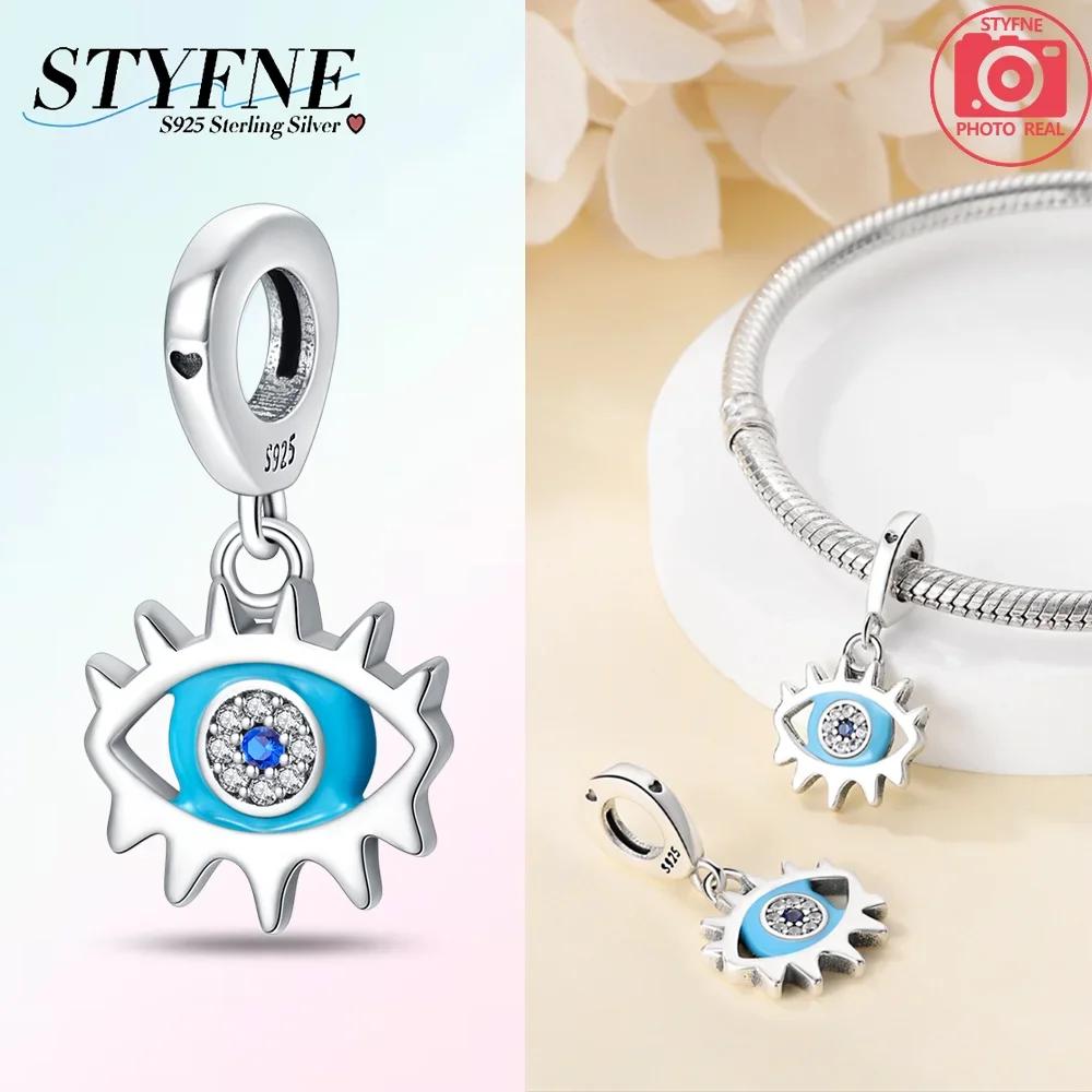 100% Copper Sparkling Zircon Devil'S Eye Cross Golden Palm Holding Red Heart Charms Beads Fit Original Bracelets Diy Jewelry