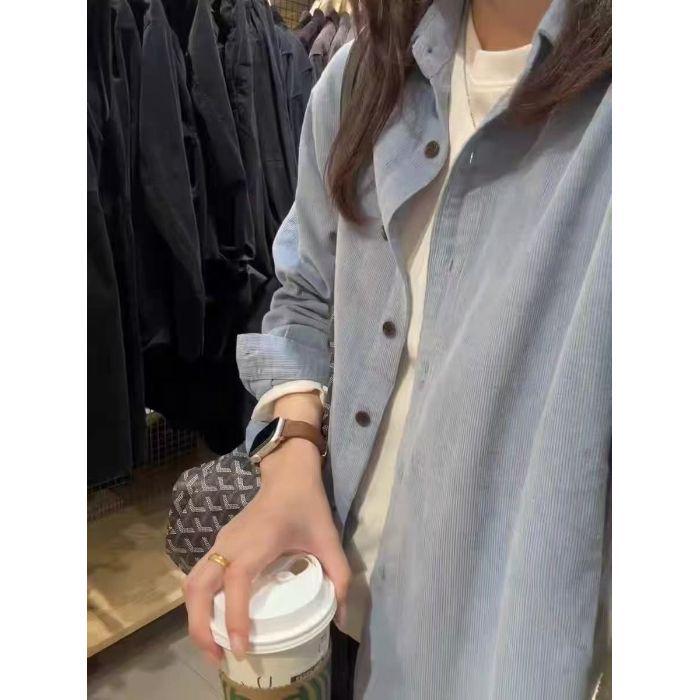 Women's Retro Corduroy Shirt Jacket: Spring/Autumn Loose Casual Long Sleeve Layering Top