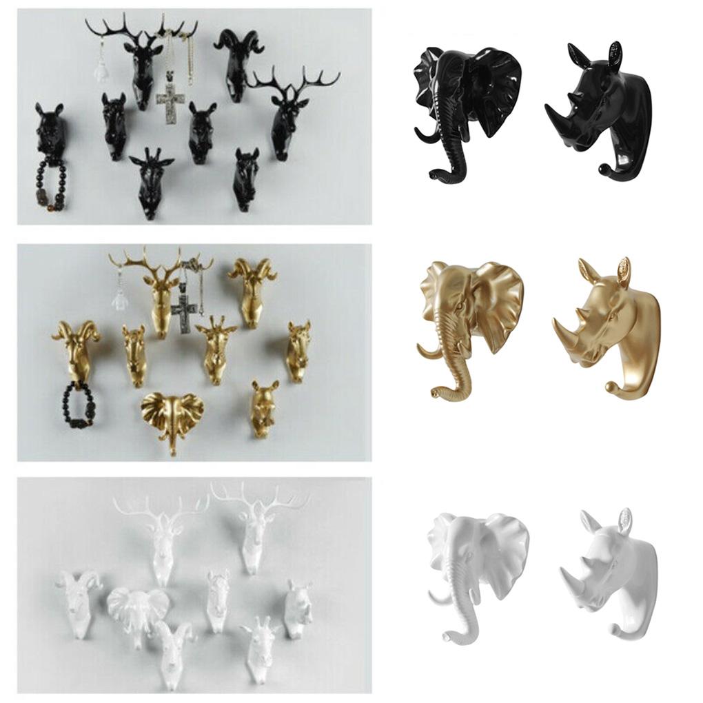 Animal Wall Hanger Hanging Hook Decor Clothes Craft Resin Ornament Decorative Supply for Bedroom Office Corridor