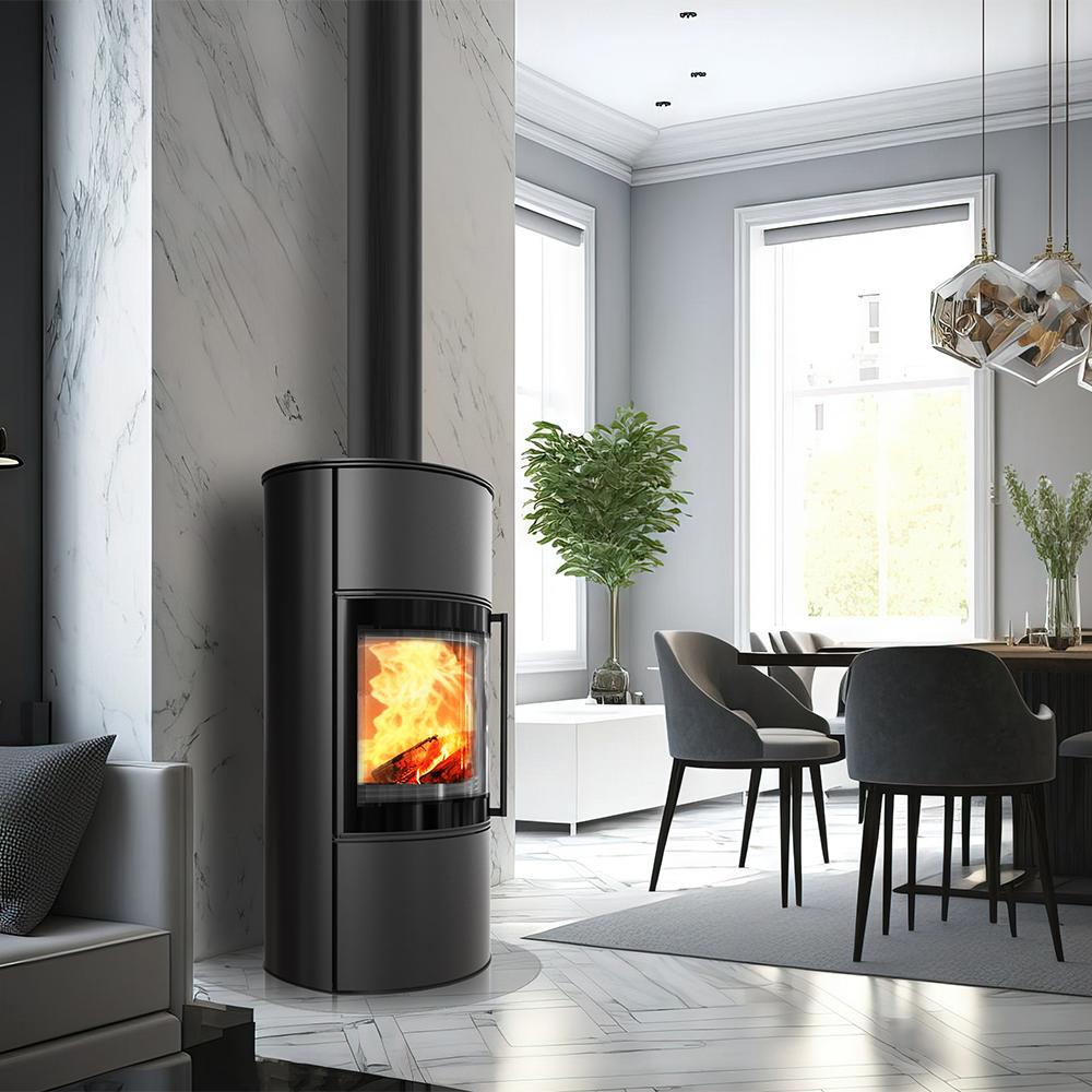 Wood burning steel stove KRATKI BJORN/W Ø 150 8 kW