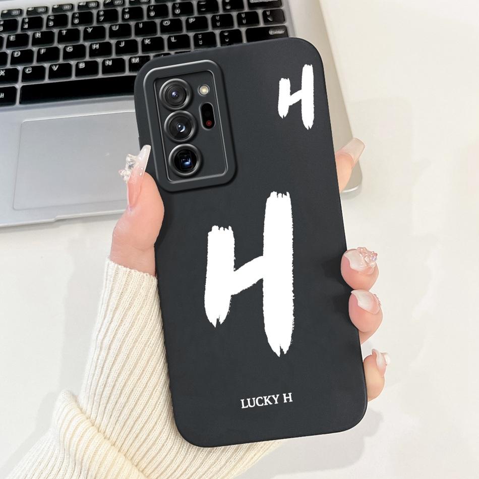 For Samsung Galaxy Note 20 Ultra Note20 Lucky Initial Letter Phone Case For Samsung Note 20 20Ultra 5G Soft Silicone Cases