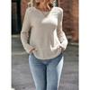 JPNTKY Women's Fashion Casual Solid Color Print Long Sleeve O-Neckk Blouses & Shirts
