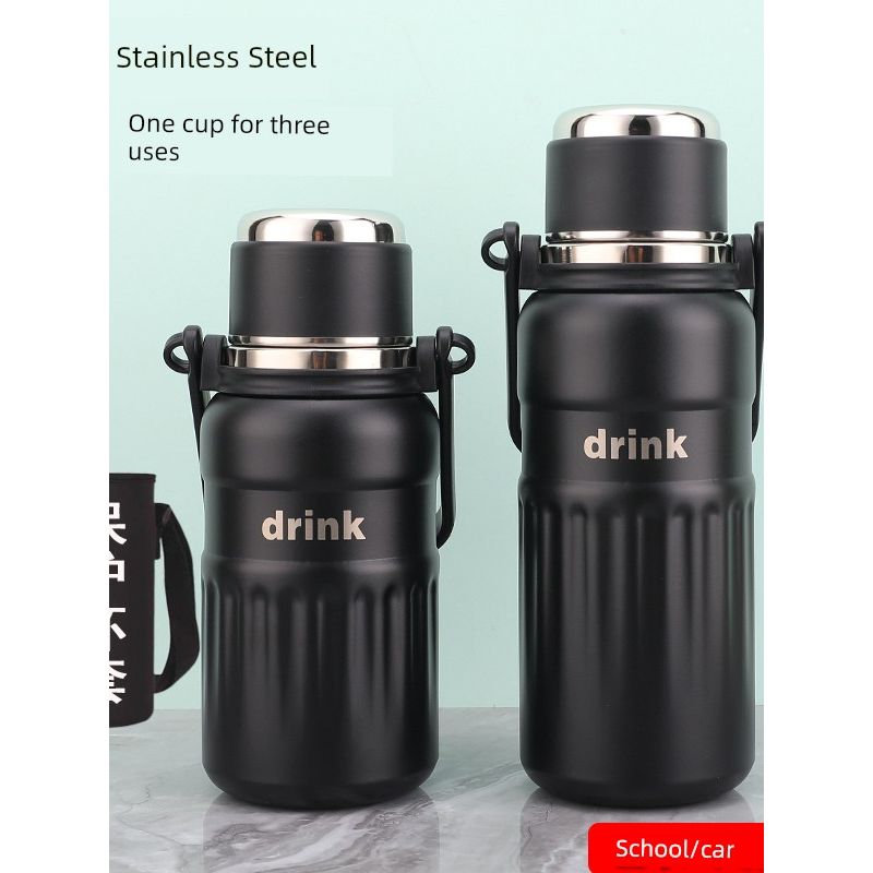 Outdoor 316 Stainless Steel Large-Capacity Thermos Cup for Male and Female Students, Portable Water Cup for School, Tea and Water Separation Cup