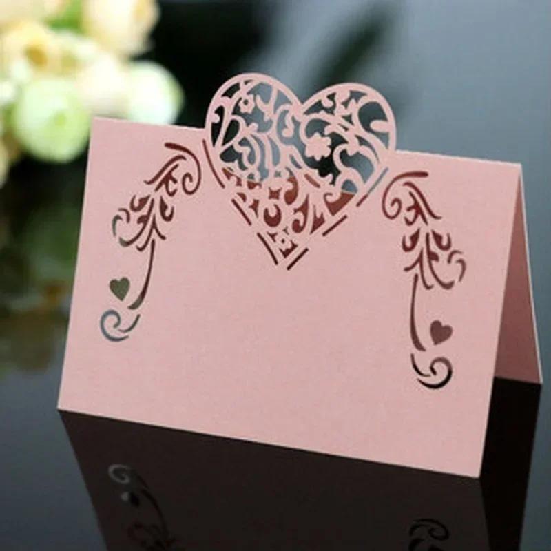 

Мода Прості 20 шт/пакет Рожеві/Фіолетові У формі серця Картки для розсадки Весільні Іменні картки для Вечірки Весільні Декор Аксесуари Подарунки 20PCS Pink