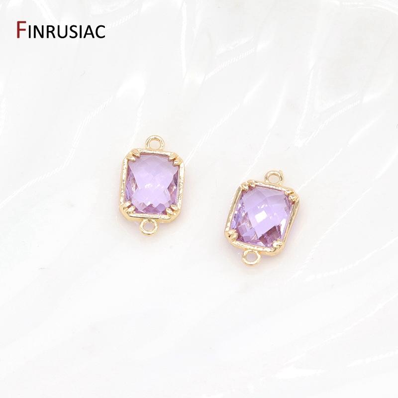 DIY Jewelry Accessories New Korean Style Zircon Connector 14K Gold Plated Beautiful Colors Component For Jewelry Making Supplies