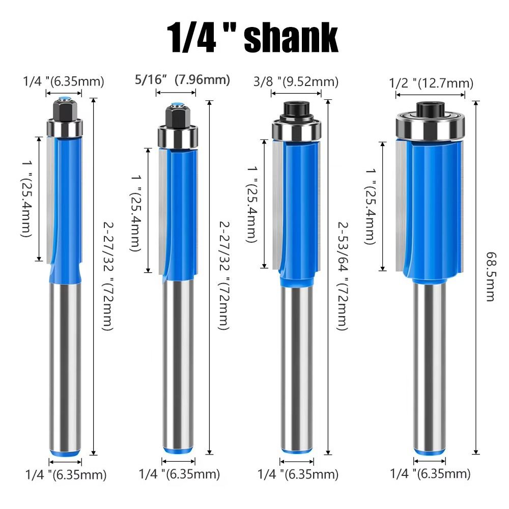 With Bearing Flush Trim Bit Tungsten Carbide Router Bit New Woodworking Tools