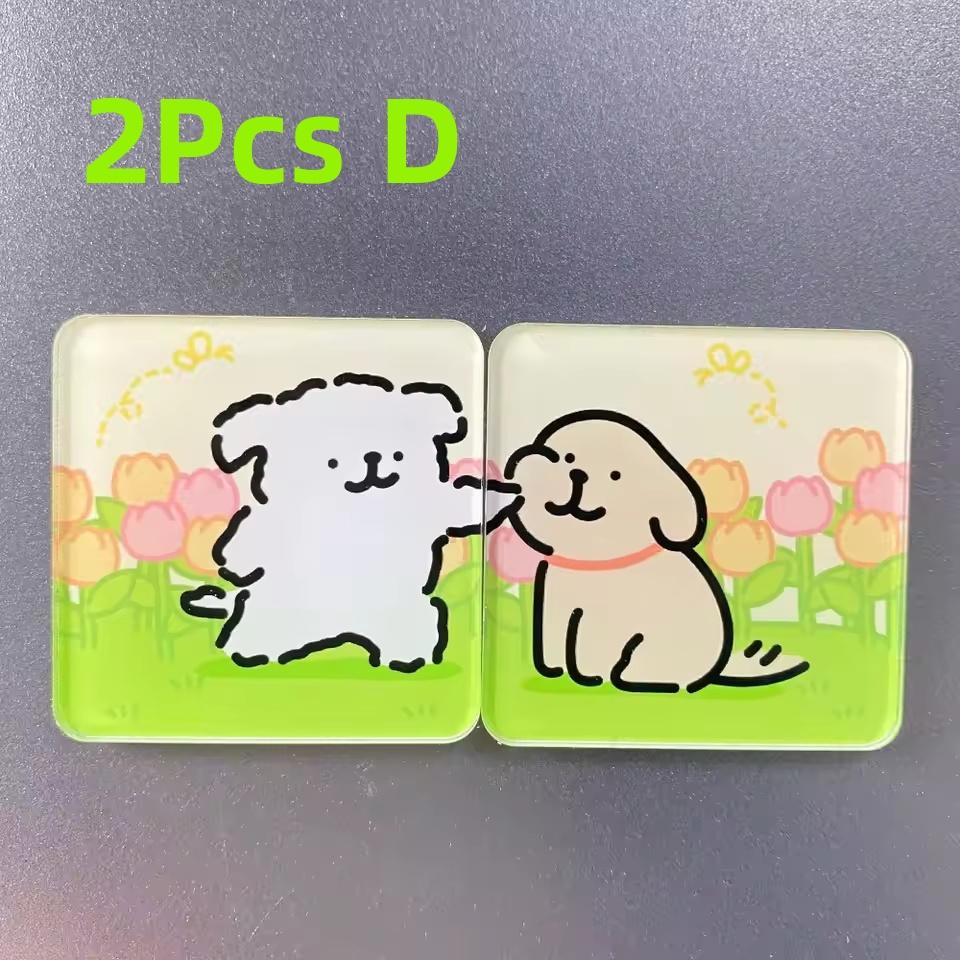 2Pcs Cute Lover Dog Jigsaw Refrigerator Magnets Cartoon Fridge Blackboard Whiteboard Photo Message Magnets Decorative