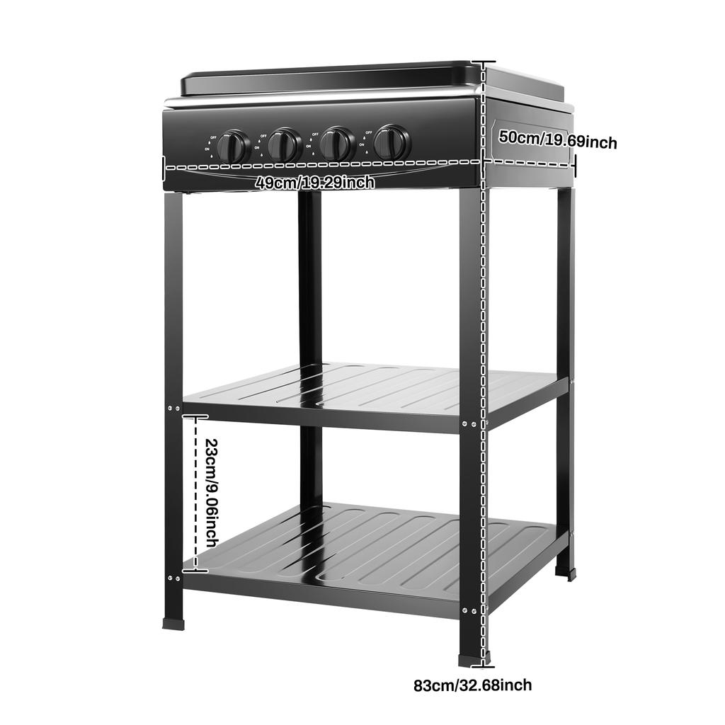 4-Burner Freestanding Gas Stove - Lightweight 19.8Lbs with Top Covers & Double Storage Shelves for Home/Outdoor