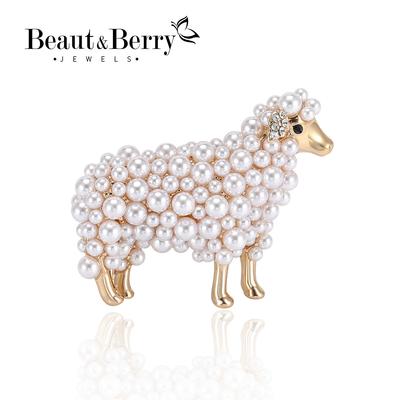 Cute Pearl Sheep Brooches for Women Unisex Animal Pins Multi-color Available Casual Party Accessories Gifts