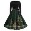 Women's Fashion Casual Round Neck Christmas Print Long Sleeve Dress