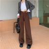 Autumn Korean Coffee Wide Leg Jeans: Women's High Waist, Slimming, Floor-Length Pants