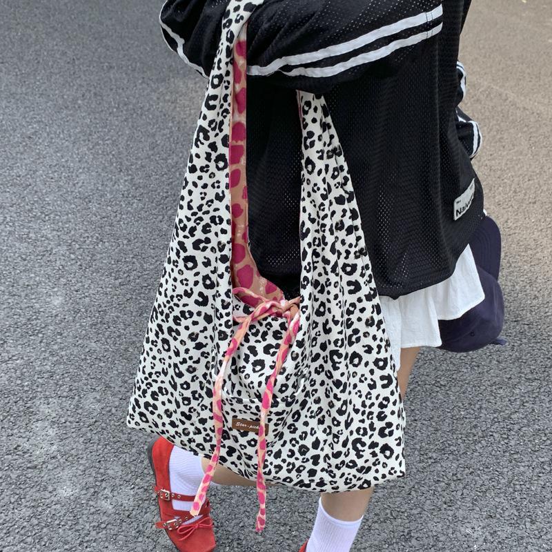 Lazy Style Underarm Bag Tote Bag Polka Dot Printed Double Bread