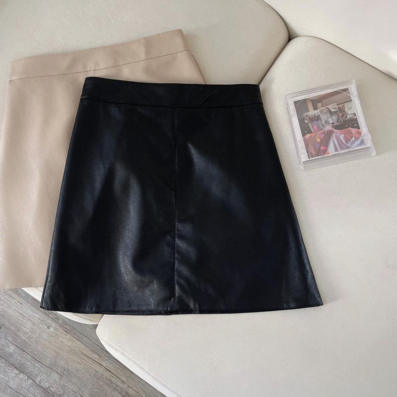 Women s Green PU Leather A-line Mini Skirt - High Waist, Slim Fit, Autumn/Winter Fashion. 2XL