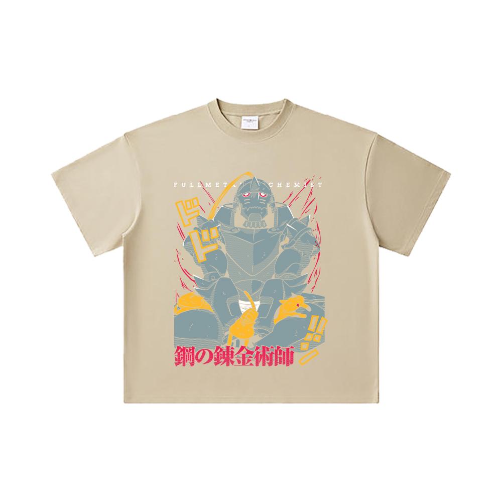 260 GSM Double Yarn 32 Count 100% Cotton Fullmetal Alchemist V4 Alphonse Print Unisex Heavy Cotton T Shirt… More